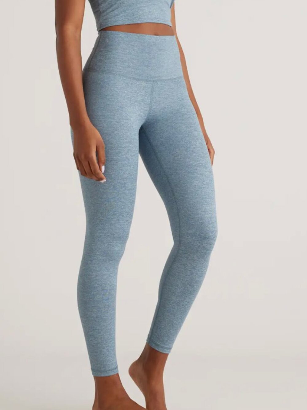 QUINCE Ultra-Soft High-Rise Legging Heather Sky Blue 25" inseam XL